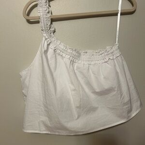 Bird and Knoll White One-Shoulder Ruffle Top